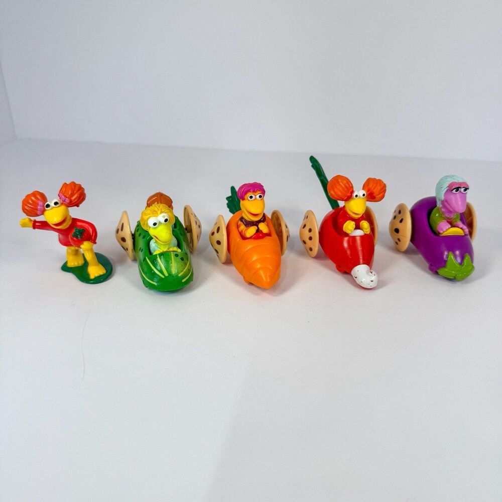 80s Vintage McDonalds Complete Set of 4 + 1 U3 Fraggle Rock Happy Meal Toys 1988